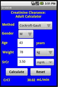 Creatinine clearance: adult calculator